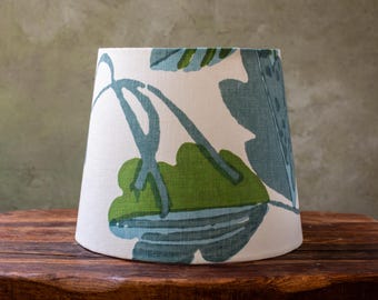 Thibaut custom lampshade with blue and green leaf Matisse botanical lamp shade for living room tropical artistic lampshade with large leaves