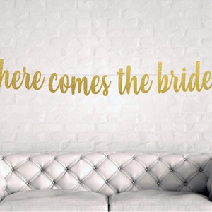 DIY Here comes the Bride, Here comes the bride banner, Flower Girl sign, DIY Wedding party Decor, Wedding day banner, Bride to be