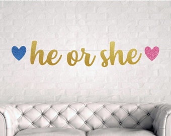 He Or She Banner Etsy