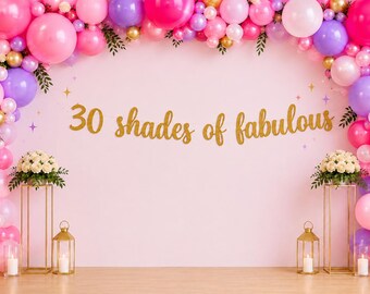 30th Birthday Glitter Banner, Cursive Party Decorations