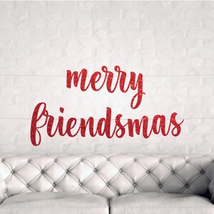 Red And Green Glitter Glitter Merry S Banner Merry Christmas Friendsmas Banner For Merry Friendsmas Christmas Party Decorations, Xmas Holiday Office Home Décor Friendsmas Decoration