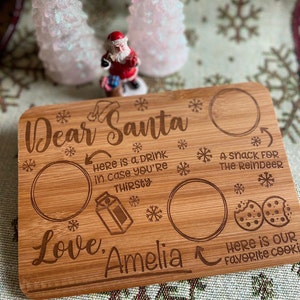 Personalized Santa Cookie Tray, Christmas Eve Santa MINI Cookie Tray, Santa Cookie and Milk Tray, Dear Santa for Kids, Santa MINI Tray