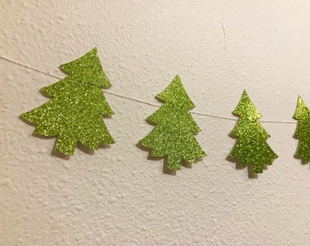 Christmas Tree Garland, Christmas Decorations, Christmas Party Banner, Gold Christmas Garland, Christmas Mantle Decor, Holiday Banner