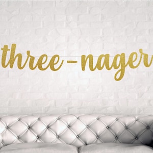 DIY Glitter Third Birthday Banner: Threenager Party Decorations