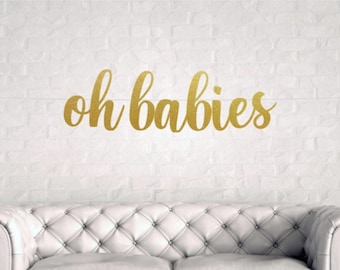 Oh Babies Banner, Twin baby shower, Baby Shower Banner, Baby Shower Decor, Gold Glitter, Custom Banner, Oh baby decor, Twin Banner