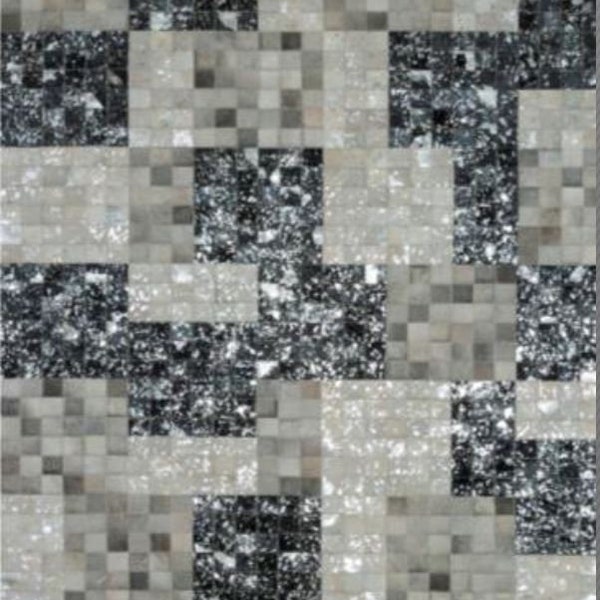 Normand Européen Patchwork Peau de vache Tapis Teinté Gris Noir Argent Casa 1680 Qualité Artisanat traditionnel UE Cuir