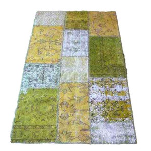 Patchwork Rug Green Model Green 156 90 x 160 cm