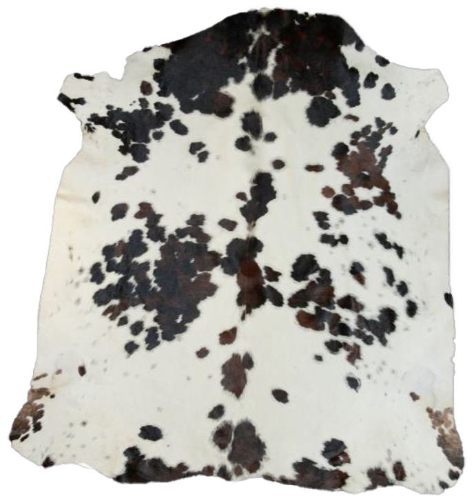 Normand European Cowhide Carpet Unique Tricolor White Brown Black Extra