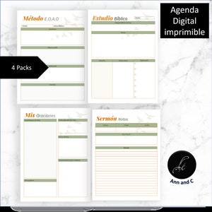 Agenda Cristiana Imprimible 2025  | Estudio Bíblico, Oraciones, Notas de Sermón | Tamaños A4, A5, Carta | Devocional, Espiritualidad  | SOAP
