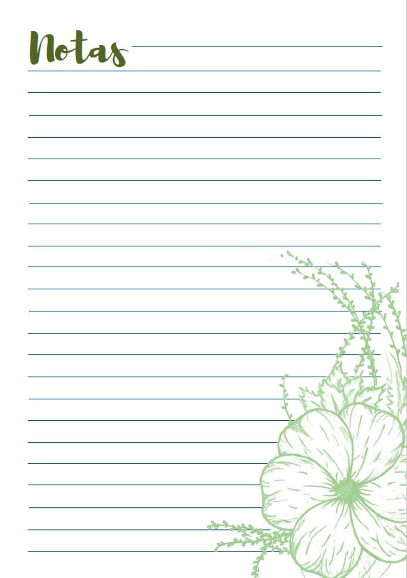Notes Page printable Lined Note Paper A4 US Letter A5 - Etsy