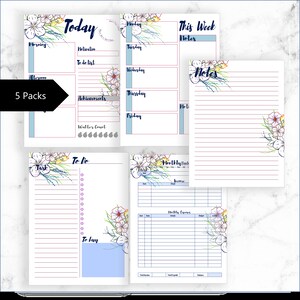 Planejador FLORAL PRINTABLE Inserir Pacote / Orçamento Mensal, Planejador Semanal, Diário, Notas e Lista de Tarefas // A4, A5, Carta / 2023