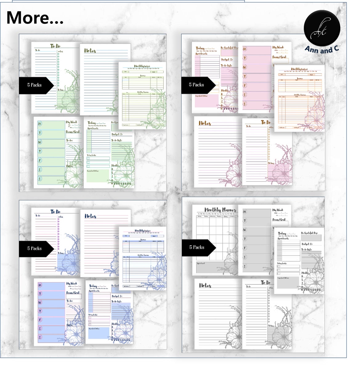 PRINTABLE Planner Insert Bundle/ Monthly Budget Weekly - Etsy