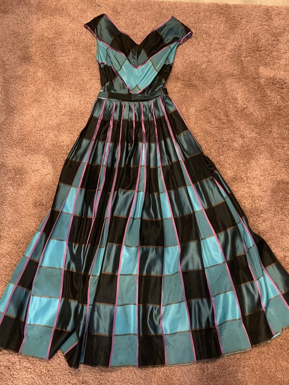 Vintage Plaid Taffeta Party Dress//1950's