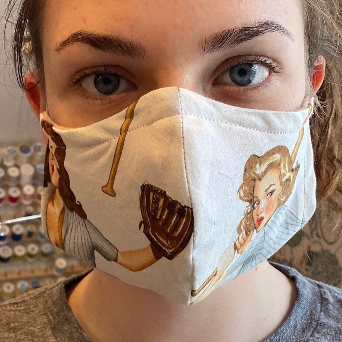 Softball PinUp Mask Custom Face Mask with Filters Etsy