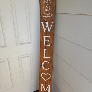 Custom name WELCOME front porch sign with Heart