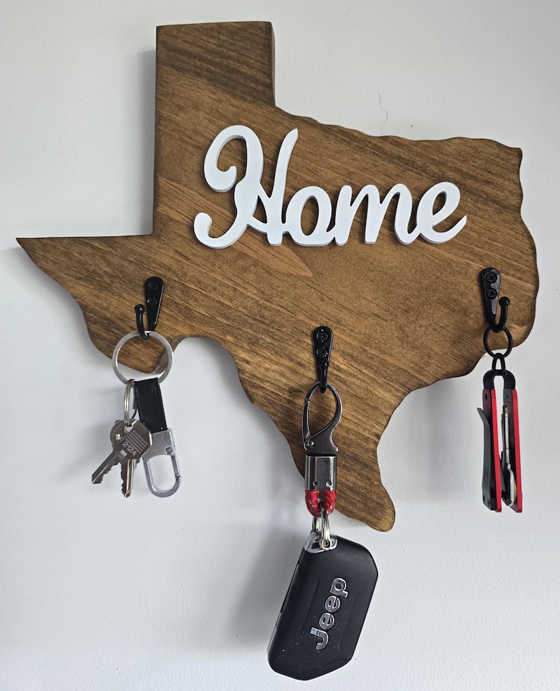 Texas Shaped Key Holder With Home Lettering - Etsy