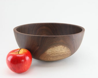 Gift for her Large Walnut Bowl with a Red Exterior 13x5.5