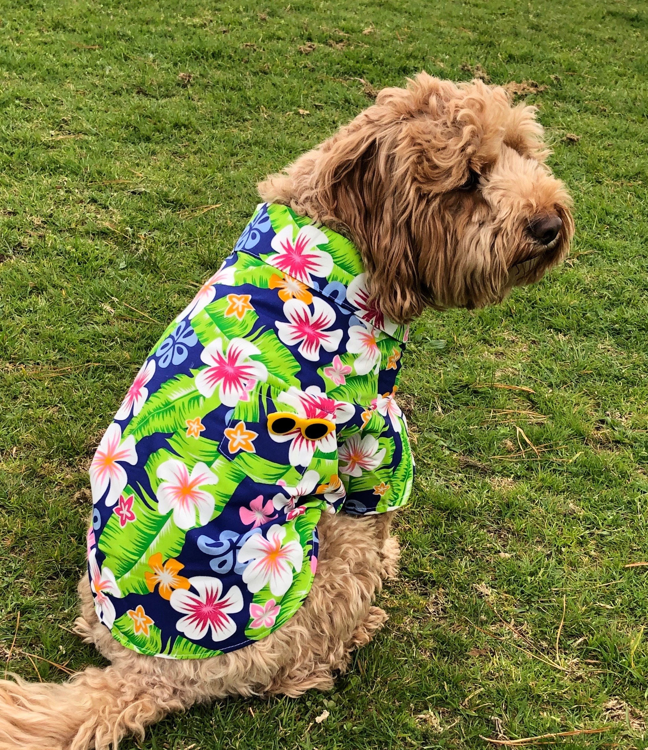 Hawaiian Dog Shirt Blue With Pocket From Xsmall to Xxlarge Etsy