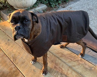 Australian Oilskin Hundemantel Jacke mit Sherpa-Futter - Braun, 40cm Länge, top Qualität