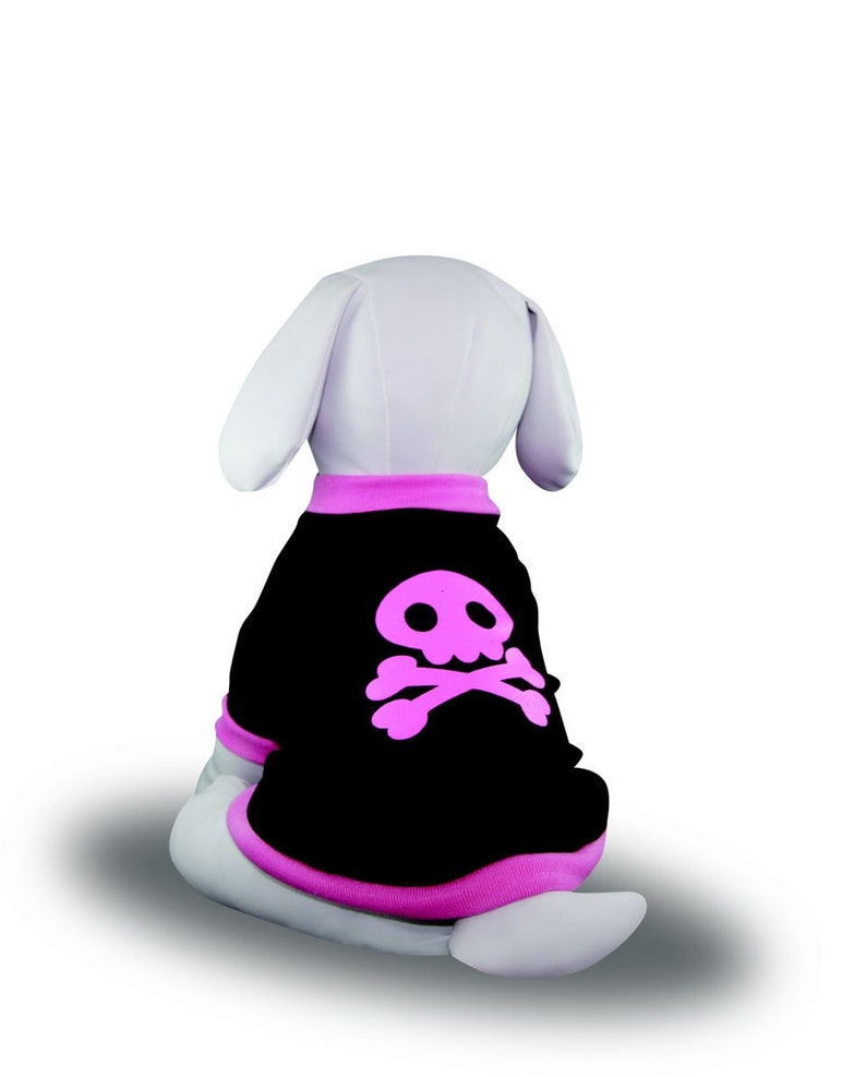 25cm to 50cm back Skull and Crossbones dog shirt top in black and pink great for Halloween