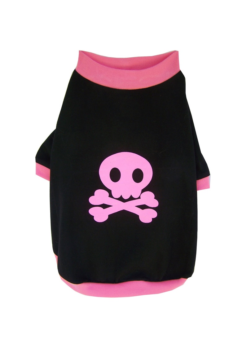 25cm to 50cm back Skull and Crossbones dog shirt top in black and pink great for Halloween