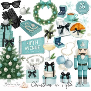 Christmas on Fifth Ave Clipart, Luxury Holiday PNG Bundle, Nutcracker, Wreath (Digital Download)
