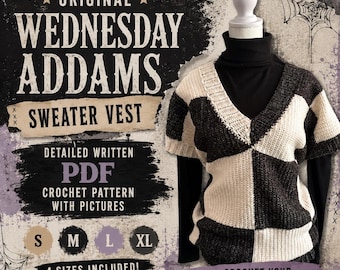 Wednesday Addams Sweater Vest Crochet Pattern