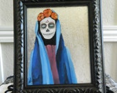Unique and Colorful Day of the Dead Sugar Skull Painting, Halloween Painting
