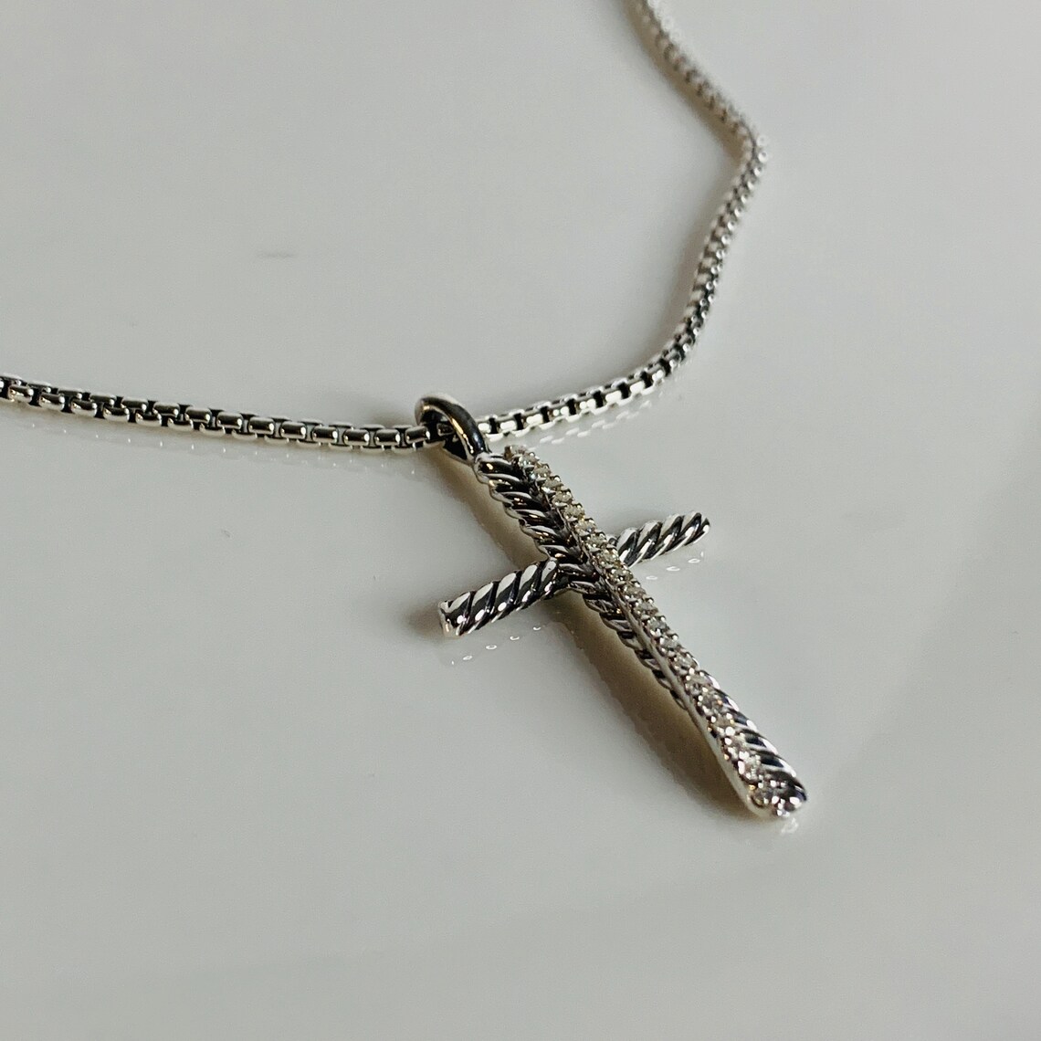 David Yurman Crossover Cross Necklace with Diamonds 29mm Etsy