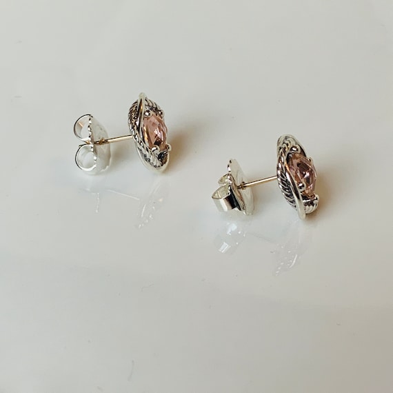 David Yurman Silver Stud Infinity Earrings with M… - image 5