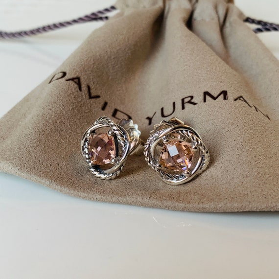 David Yurman Silver Stud Infinity Earrings with M… - image 2