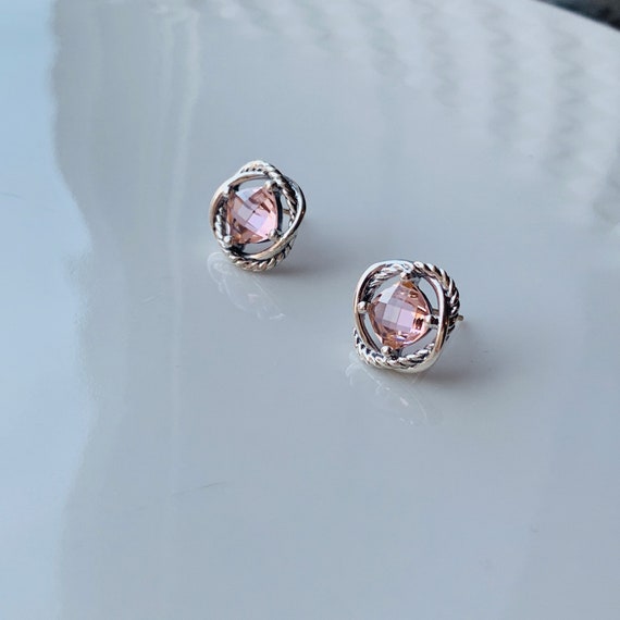 David Yurman Silver Stud Infinity Earrings with M… - image 6