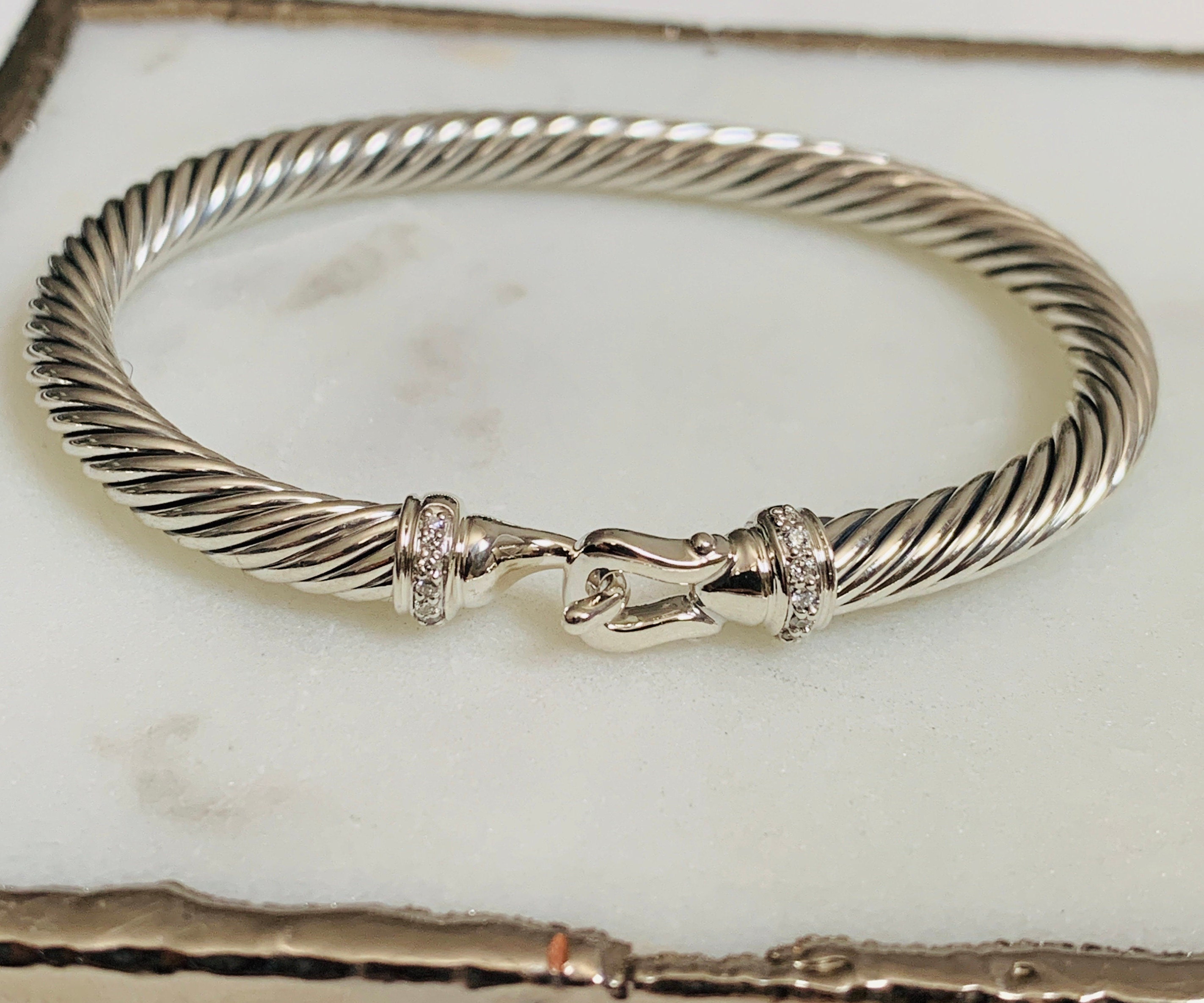 Cable buckle bracelet with diamonds 5mm online
