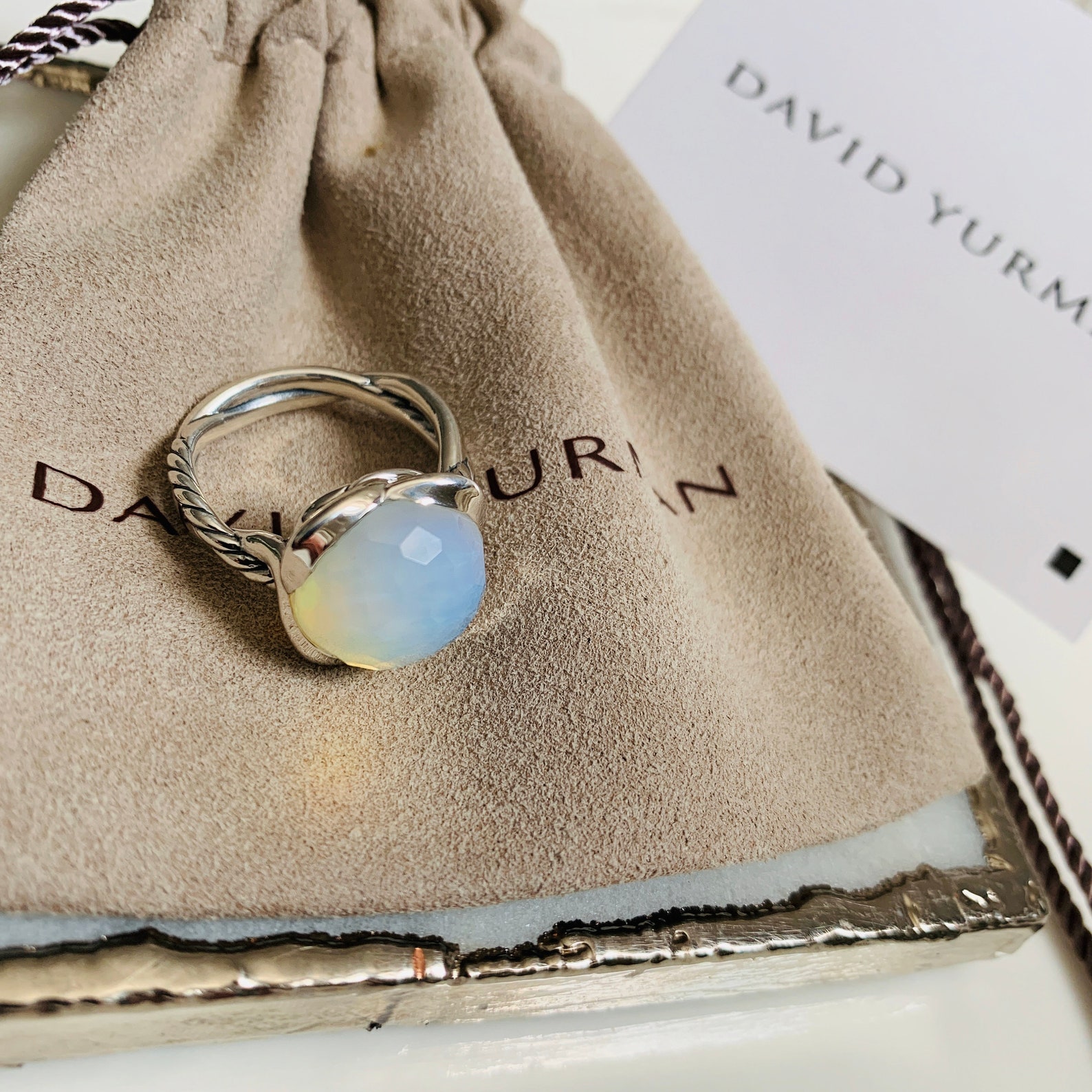 David Yurman Sterling Silver Continuance Ring with Moonstone Etsy