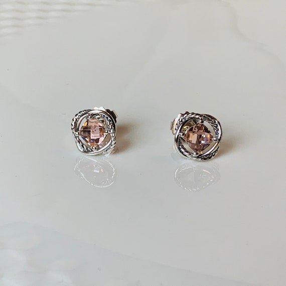 David Yurman Silver Stud Infinity Earrings with M… - image 3
