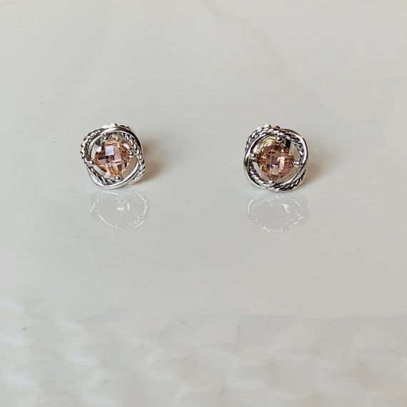 David Yurman Silver Stud Infinity Earrings with M… - image 4