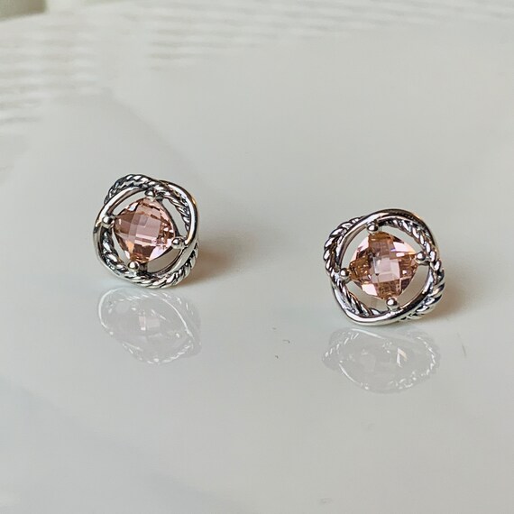 David Yurman Silver Stud Infinity Earrings with M… - image 1