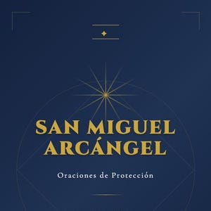 May include: A navy blue book cover with gold text that reads "SAN MIGUEL ARCÁNGEL" above "Oraciones de Protección". The cover also includes the text "Devociones Católicas Tradicionales para la Protección y Guerra Espiritual" and "PADRE MIGUEL BRENNAN".
