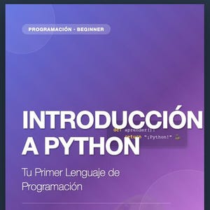 Puede incluir: Portada de libro con fondo degradado púrpura. El título "INTRODUCCIÓN A PYTHON" en letras blancas grandes. Debajo, el texto dice "Tu Primer Lenguaje de Programación" y "De cero a programador: Una guía completa y práctica para dominar Python". El autor es Jose Valladares.