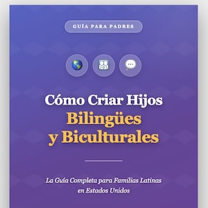 May include: A book cover with a purple background and white text. The title reads "Cómo Criar Hijos Bilingües y Biculturales" with the subtitle "La Guía Completa para Familias Latinas en Estados Unidos." The author is Jose Valladares.