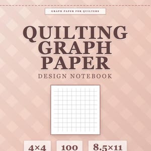Può includere: Un taccuino di design per quiltatori con il testo "Quilting Graph Paper". La copertina presenta una griglia, con dettagli tra cui una griglia 4x4, 100 pagine e dimensioni di 21,59 x 27,94 cm. Il taccuino è di Circlesquare Books.