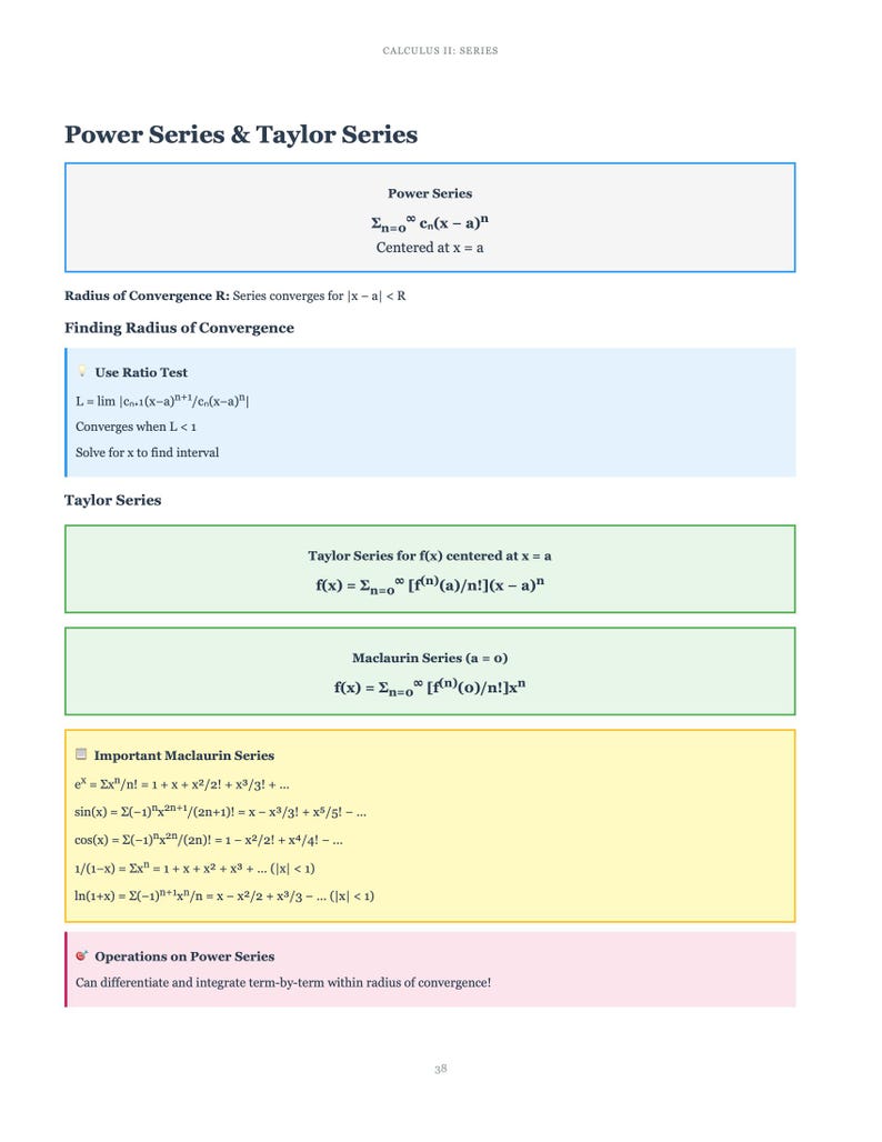 Calculus Cheat Sheet PDF | Complete Guide Calculus 1 2 3 | Study Guide ...