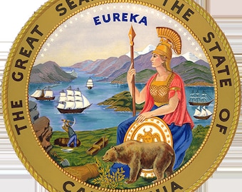 Image : Logo du sceau de l'État de Californie, 600 mégapixels 3D STL PNG JPEG T-shirts Chapeaux Drapeaux - Téléchargement numérique