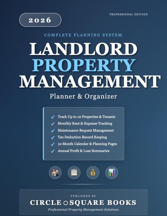 2026 Landlord Planner | Property Management Organizer | Rental Income Tracker | Tax Deduction Log | Printable PDF | 10 Properties