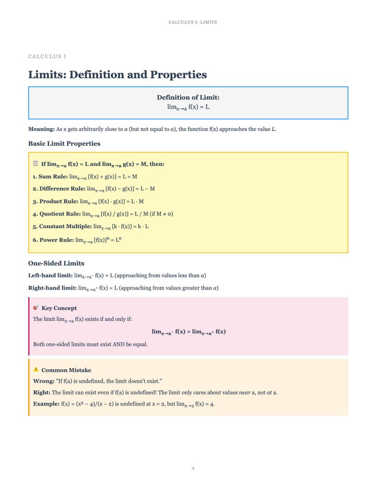 Calculus Cheat Sheet PDF | Complete Guide Calculus 1 2 3 | Study Guide ...