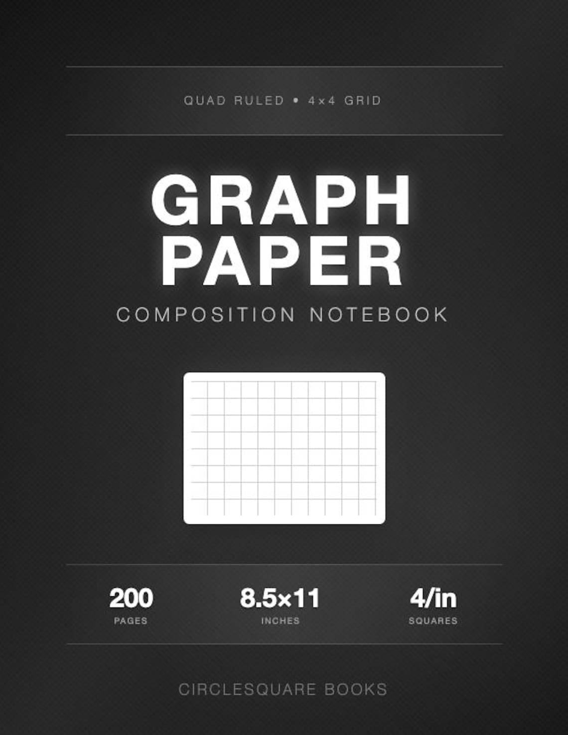 Graph Paper Notebook Quad Ruled 4x4 Grid | 200 Pages 8.5x11 | Math ...