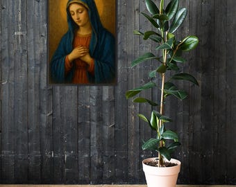 Virgin Mary Art Print – Traditional Marian Portrait Wall Art – Catholic Home Decor, Prayer Corner, Religious Gift