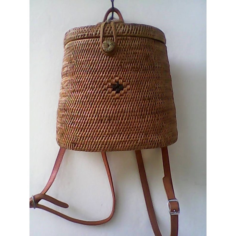 Rattan Bag Backpack Model Fashionable For Fall Autumn Summer Etsy
