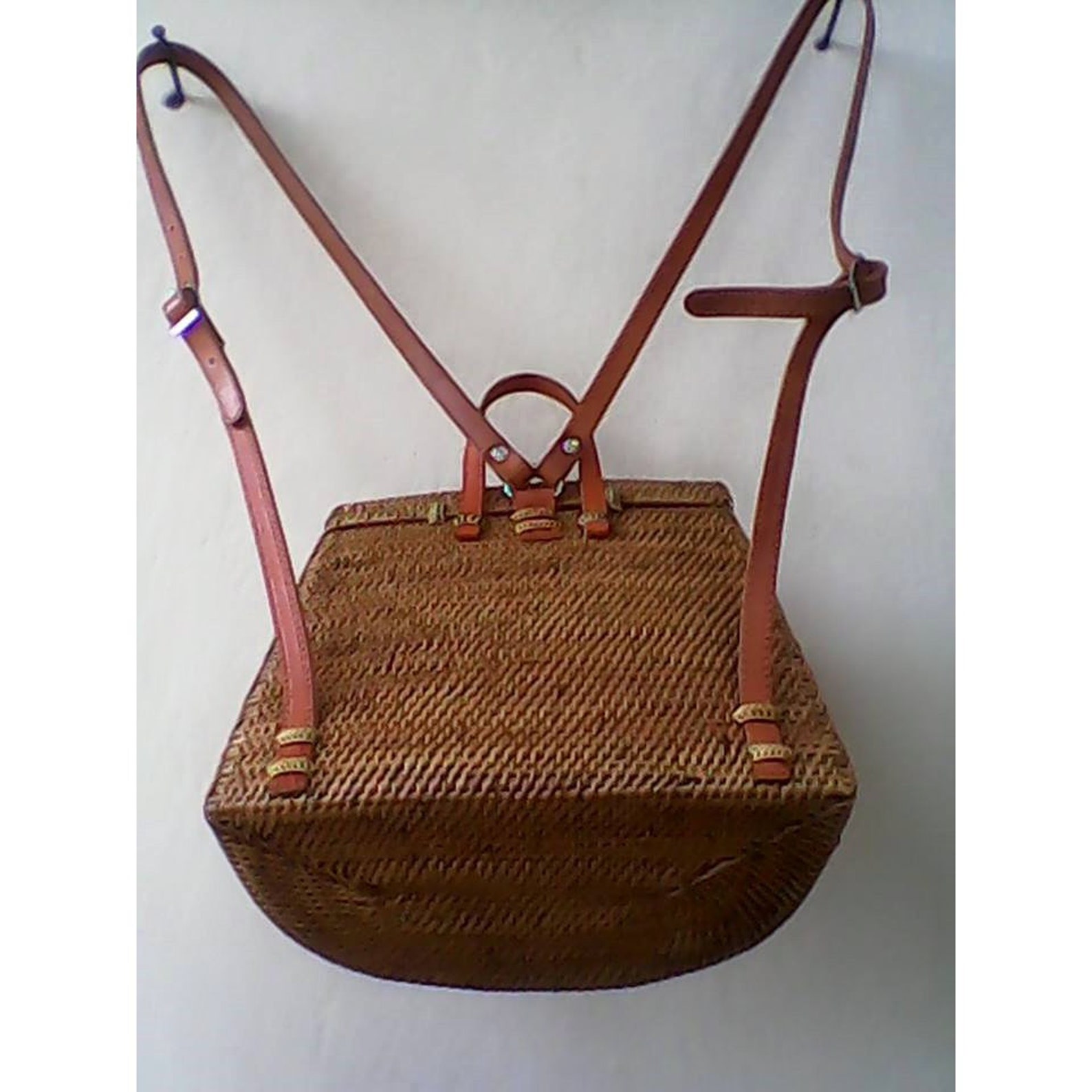 Rattan Bag Backpack Model Fashionable For Fall Autumn Summer Etsy