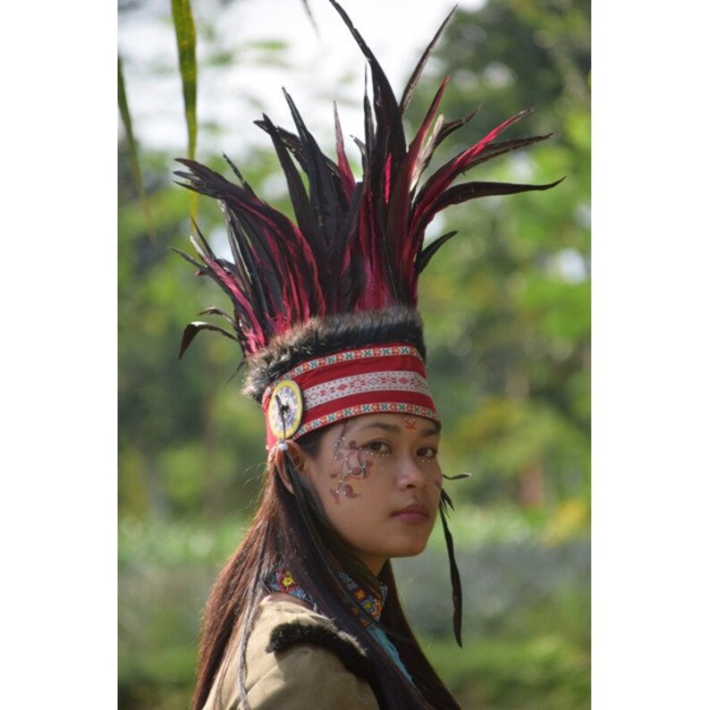 Warbonnet Small Brown Blue Swan Indian Hat Headdress Bilabong Native American Warbonnet Small Brown Blue Swan Indian Hat Headdress Bilabong Native American